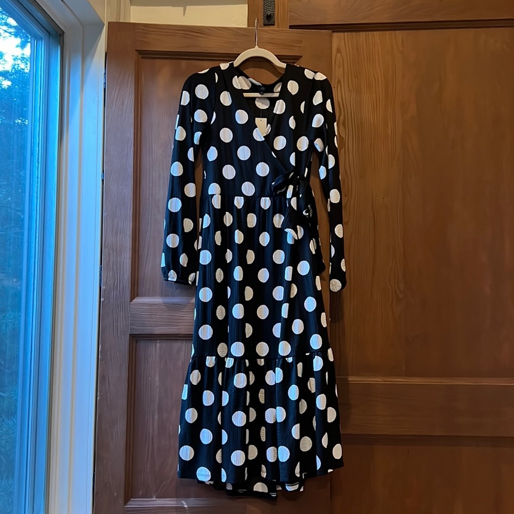 River Island Polka Dot Midi Dress UK 10 US 6